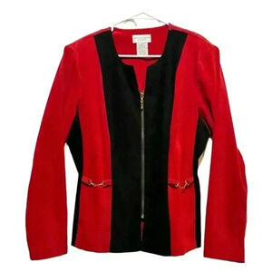 Vintage Jaclyn Smith Red & Black Colorblock Jacket Sz 14 Mob Wife Old Money